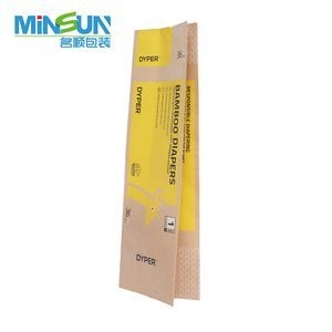 Durable Kraft Paper Packaging Bags Brown Kraft Middle Seal Diaper Bag